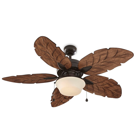 Harbor Breeze 52-in Leaf Blade Ceiling Fan - Aged Bronze w/ Brown Blades