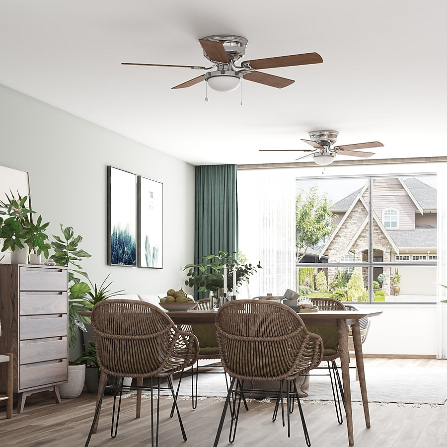 Harbor Breeze Armitage 52-in Brushed Nickel Flush Mount Ceiling Fan with Toffee/Cocoa Reversible Blades
