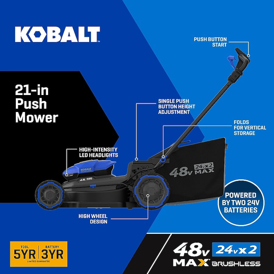 Kobalt 48-volt 21-in Battery Push Lawn Mower (Battery and Charger Included)