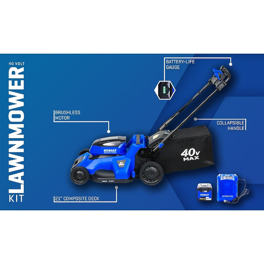 Kobalt 40-volt 21" Battery Self Propelled Lawn Mower (Battery and Charger Included)