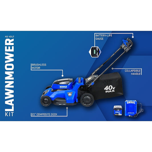 Kobalt 40-volt 21" Battery Self Propelled Lawn Mower (Battery and Charger Included)