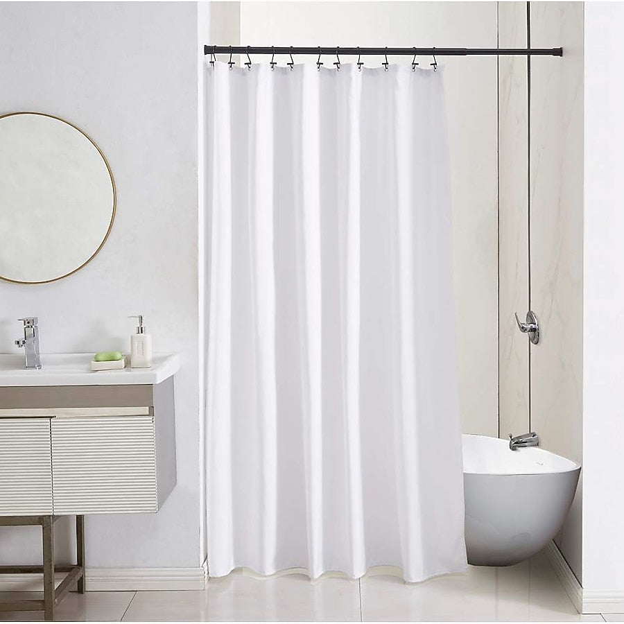 Style Selections 51-in to 86-in Black Matt Tension Single straight Adjustable Shower Curtain Rod