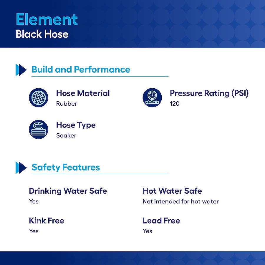 Element 3/8-in x 75-ft Kink Free Rubber Black Soaker Hose