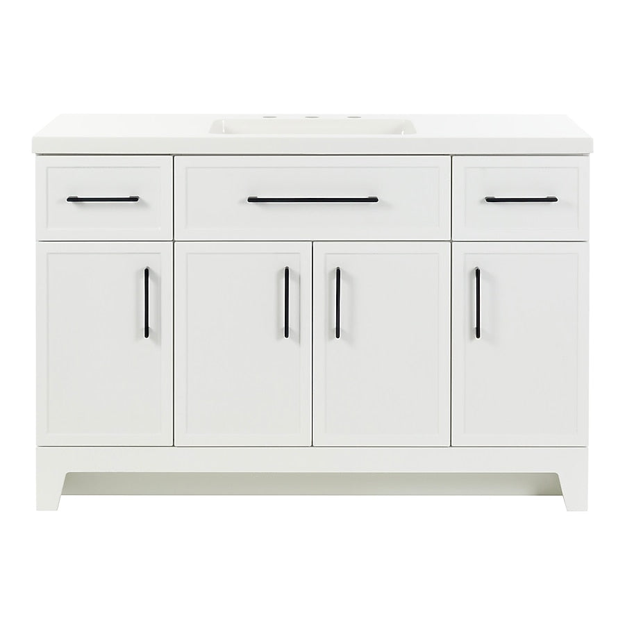 Style Selections Potter 48-in True White Single Sink Bathroom Vanity with White Cultured Marble Top (Fully Assembled)