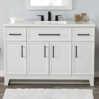 Style Selections Potter 48-in True White Single Sink Bathroom Vanity with White Cultured Marble Top (Fully Assembled)