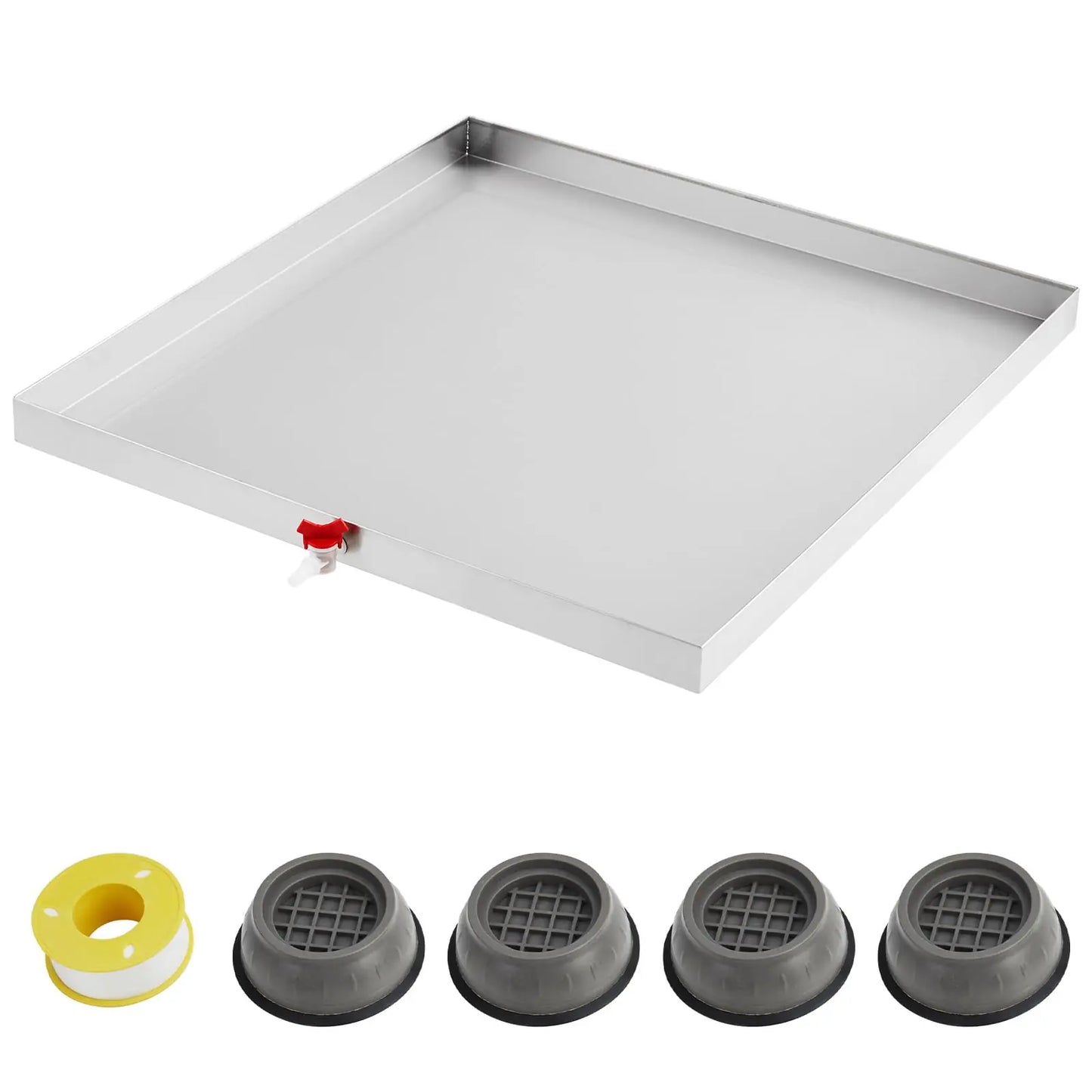 Garvee 32" x 30" Stainless Steel Washing Machine Drip Pan with Drain Hole & Anti-Vibration Feet for Laundry Room