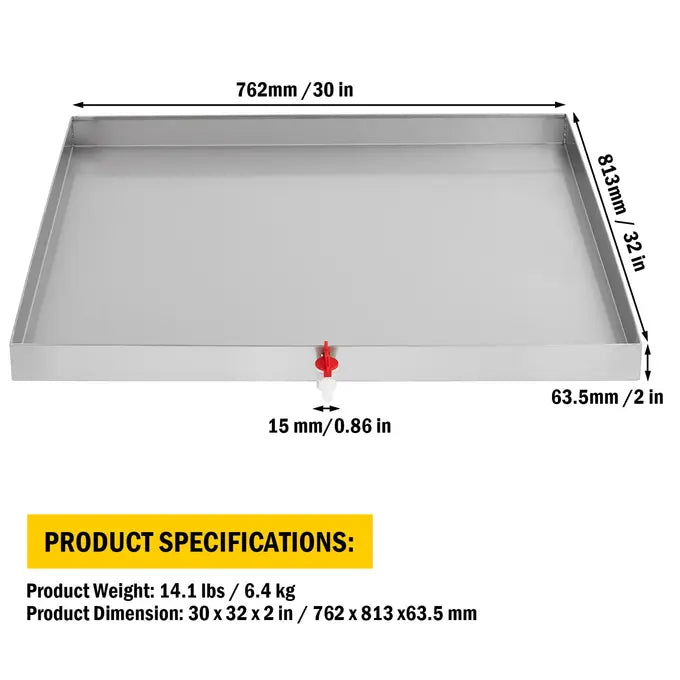 Garvee 32" x 30" Stainless Steel Washing Machine Drip Pan with Drain Hole & Anti-Vibration Feet for Laundry Room