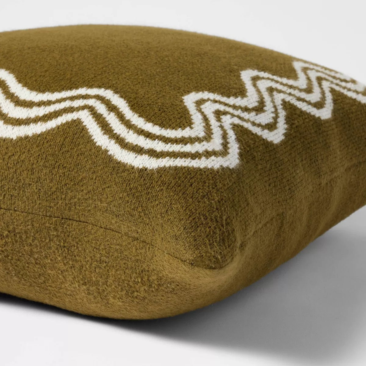 Threshold designed with Studio McGee 24" x 24" Jacquard Knit Pillow with Scallop Pattern in Dark Olive Green