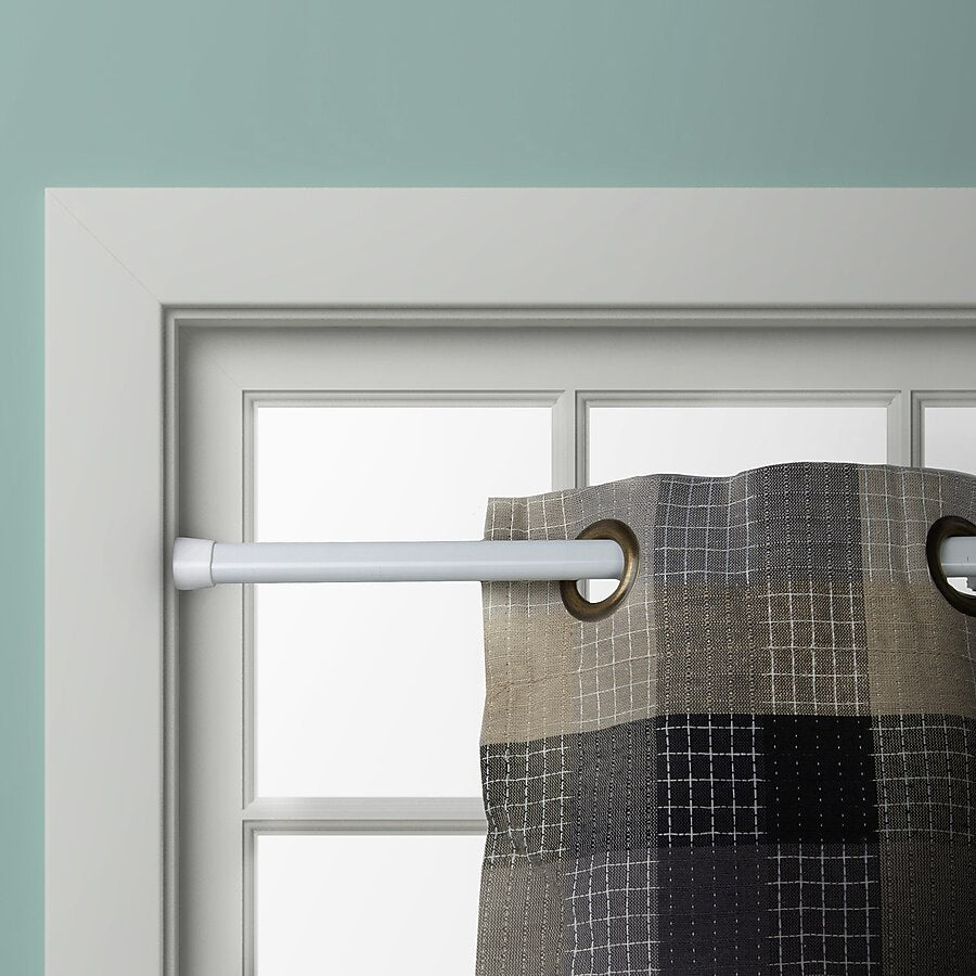 Hart & Harlow Oval spring 36-in to 60-in White Steel Tension Curtain Rod + 28"x48" Single Adjustable Curtain Rod White - Room Essentials™