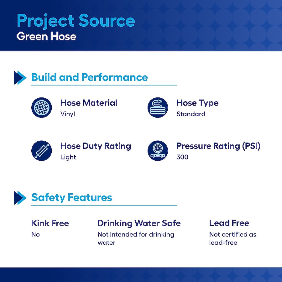 Project Source 1/2-in x 50-ft Light -Duty Vinyl Green Hose