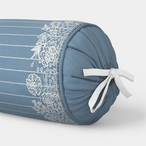 20"x8" Woven Stripe Side-Tie Outdoor Patio Throw Pillow Blue - Threshold™ designed with Studio McGee