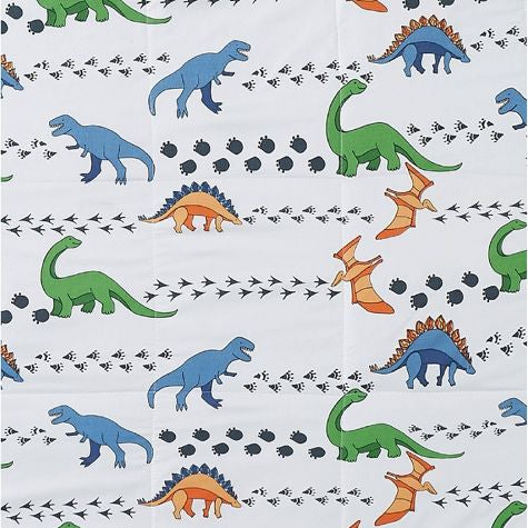 Twin 3pc Dino Tracks Reversible Kids' Comforter Set White - My World: Dinosaur Bedding for Boys