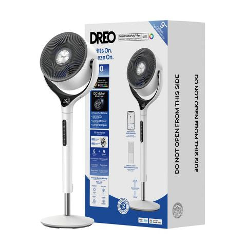DREO Smart 9'' 3D Oscillating Portable Pedestal Fan with RGB Lights