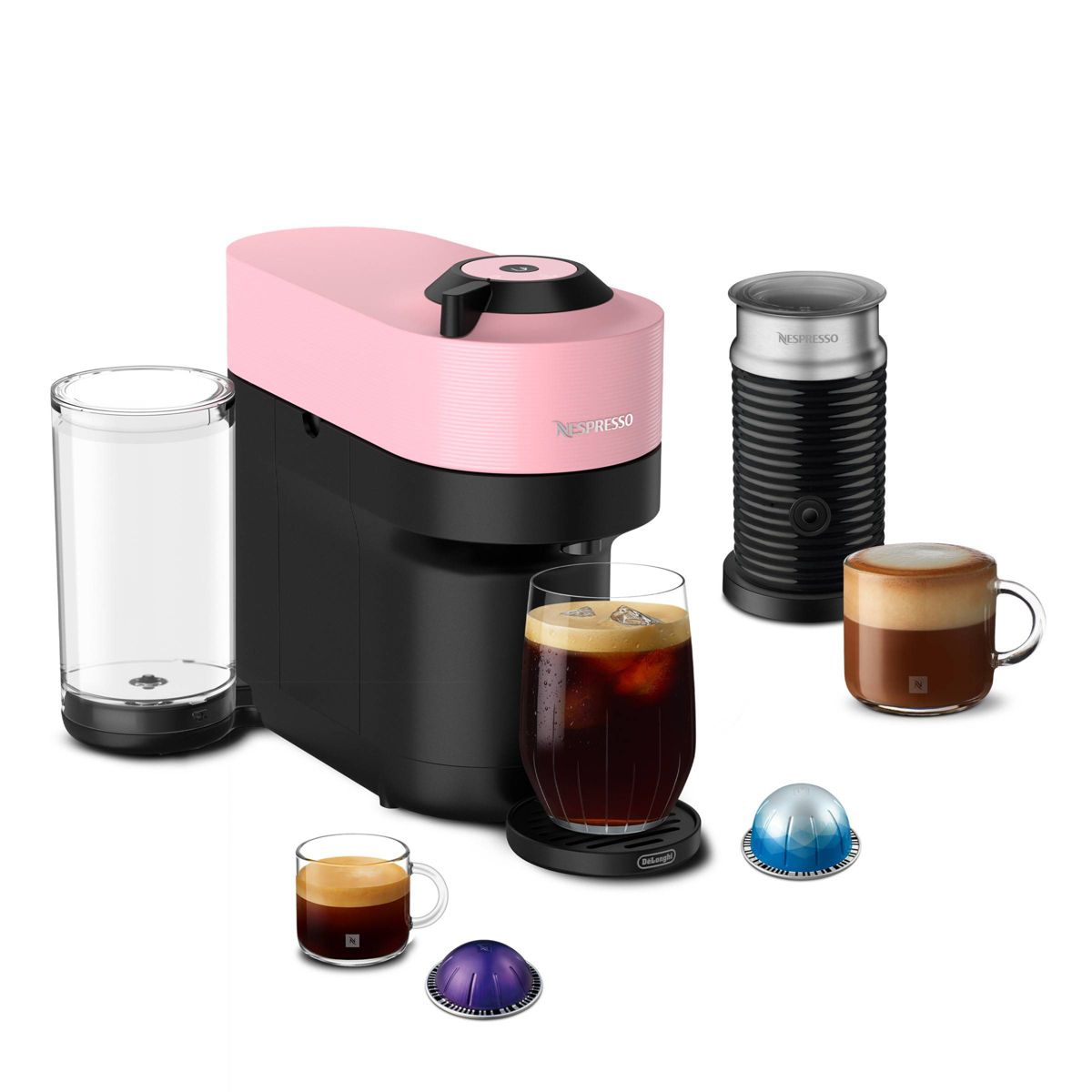 Nespresso Vertuo Pop+ Coffee and Espresso Maker by De'Longhi with Milk Frother Candy Pink