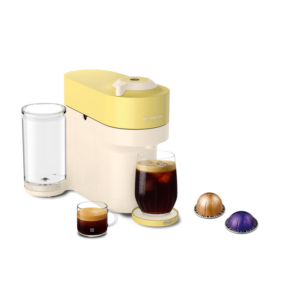 Nespresso Vertuo Pop+ Coffee and Espresso Maker by De'Longhi Value Pack Bundle -  Lemon Yellow