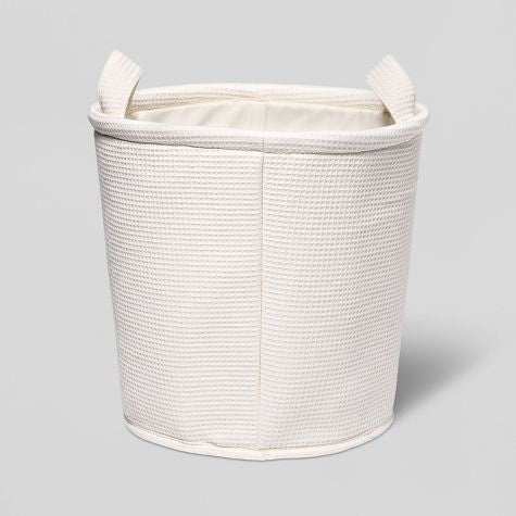 Waffle Kids' Storage Basket Cream - Pillowfort™: Circular Polyester Toy Organizer, Spot Clean, 13"x13"