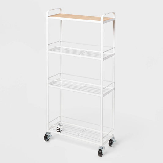 Skinny Storage Cart Matte White - Brightroom™: Iron Utility Cart