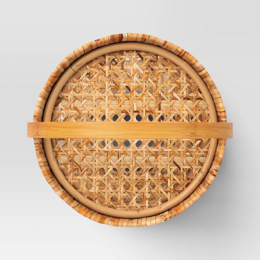 11" Rattan Cane Serving Tiered Stand - Threshold™