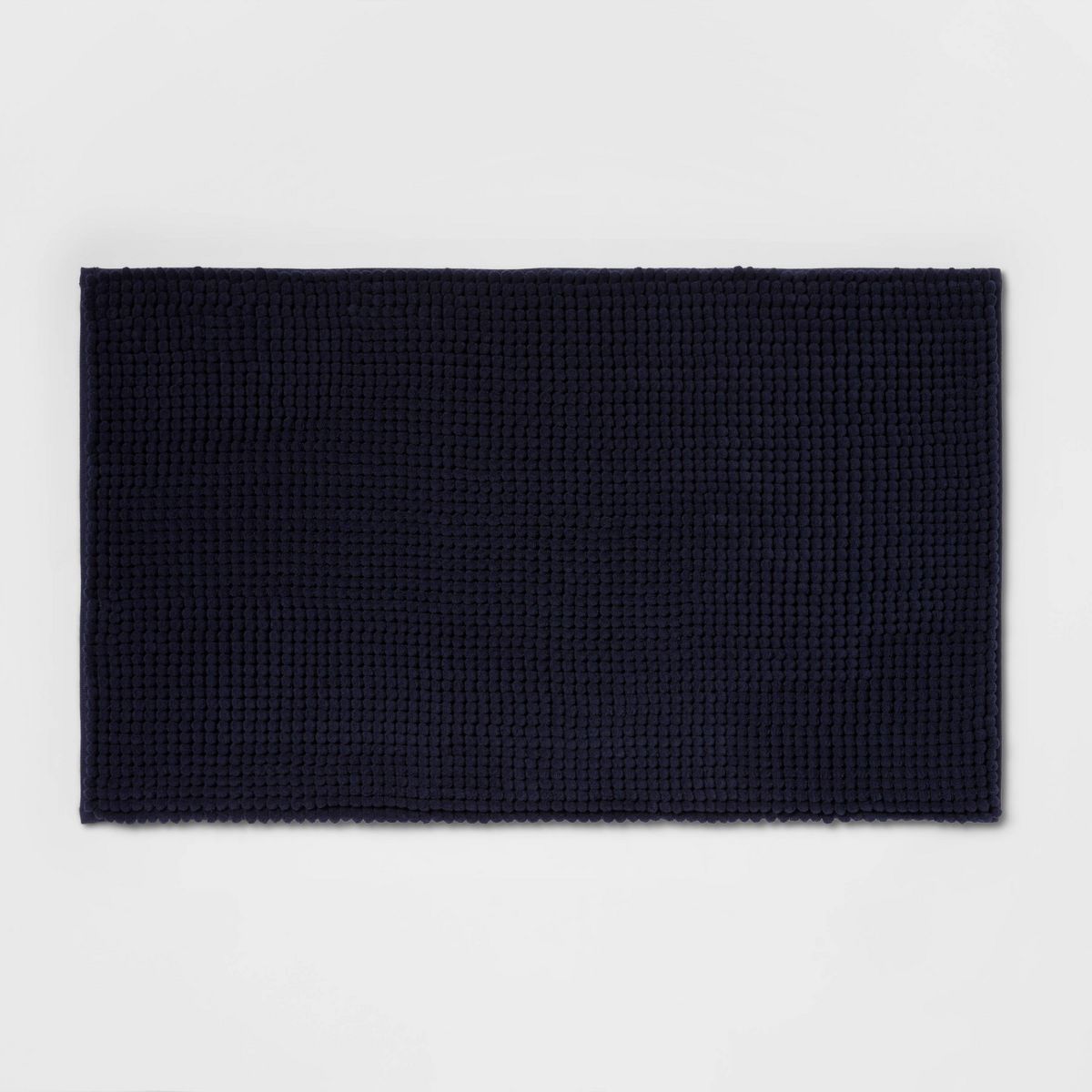 20"x34" Low Chenille Memory Foam Bath Rug Navy - Threshold™: Recycled Polyester, Machine Washable, OEKO-TEX Certified