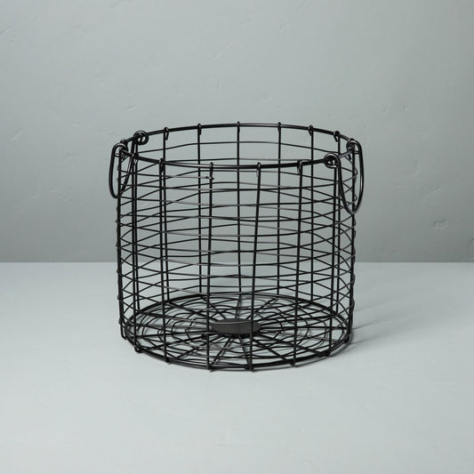 Round Wire Storage Basket with Handles Black - Hearth & Hand™ with Magnolia