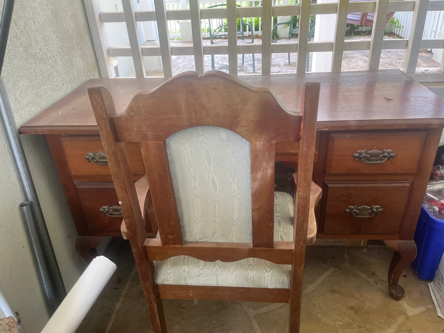 Solid Wooden Desk w/ Chair