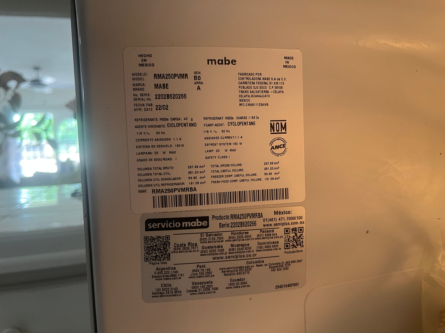 Mabe 10 Cubic Foot Top Mount Refrigerator