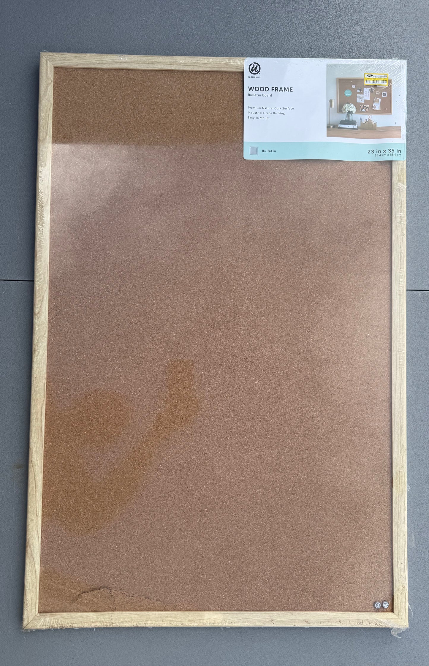 U Brands 23"x35" Birch Wood Frame Bulletin Board