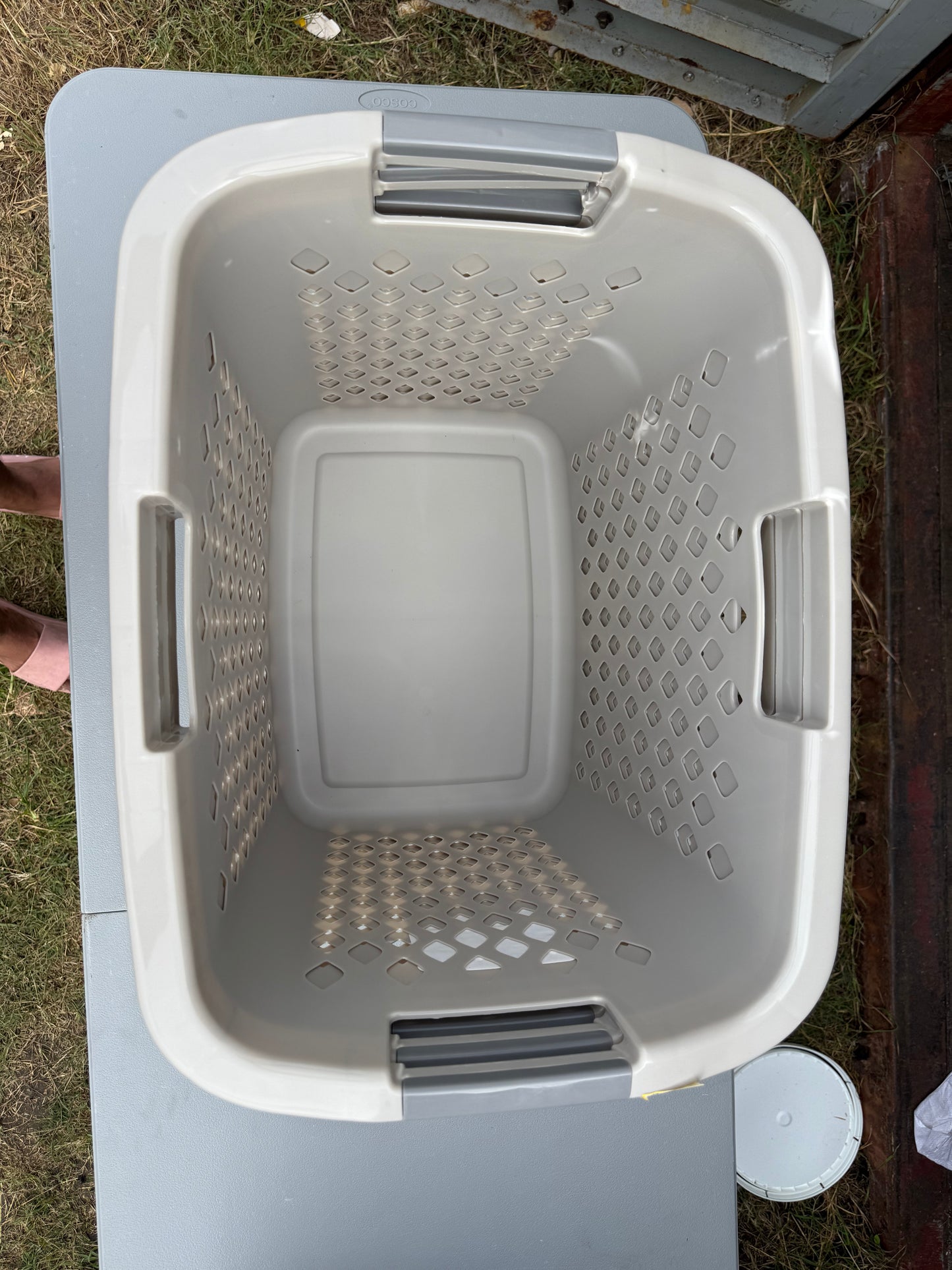 Set of 3 2.1bu Lamper Gray - Brightroom™: Plastic Clothes Hamper with Built-In Handles