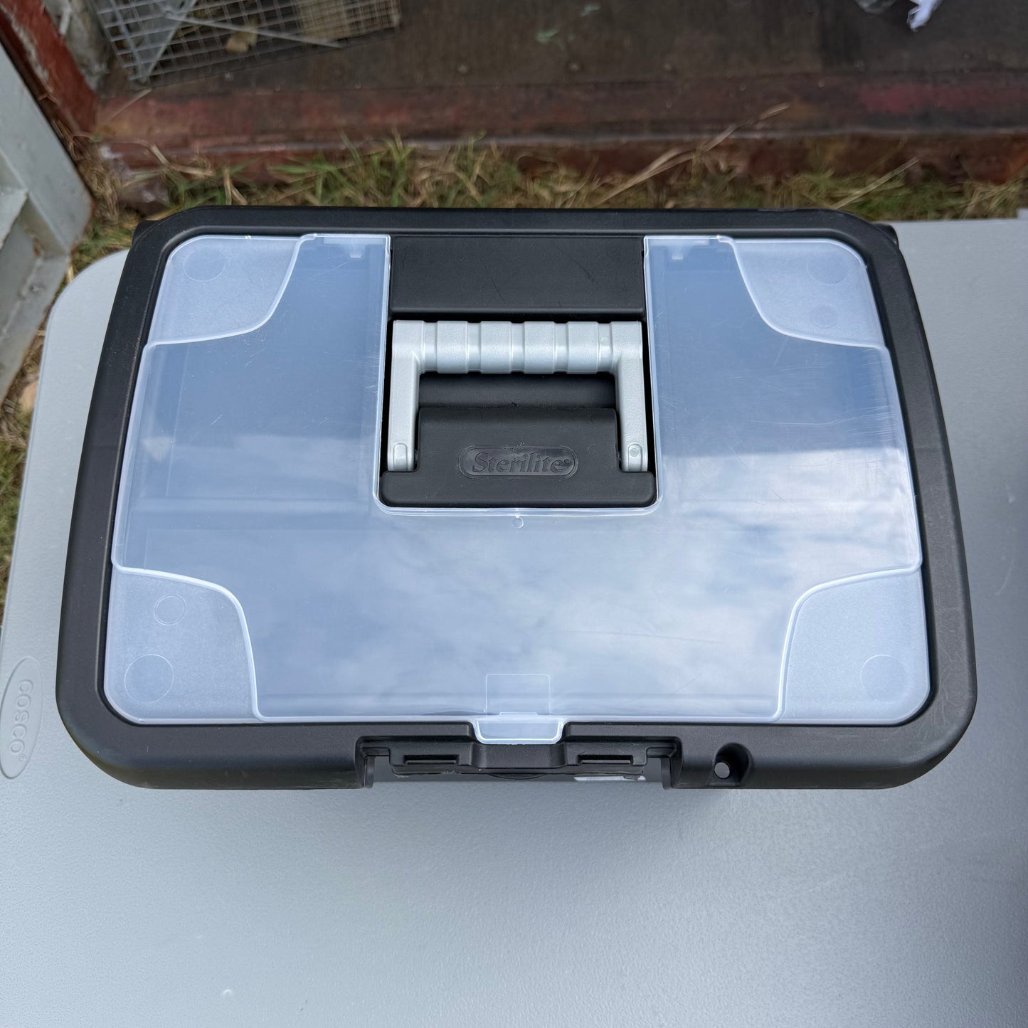 Sterilite Medium Letter File Box Black: Plastic File Organizer with Handle & Clear Cover