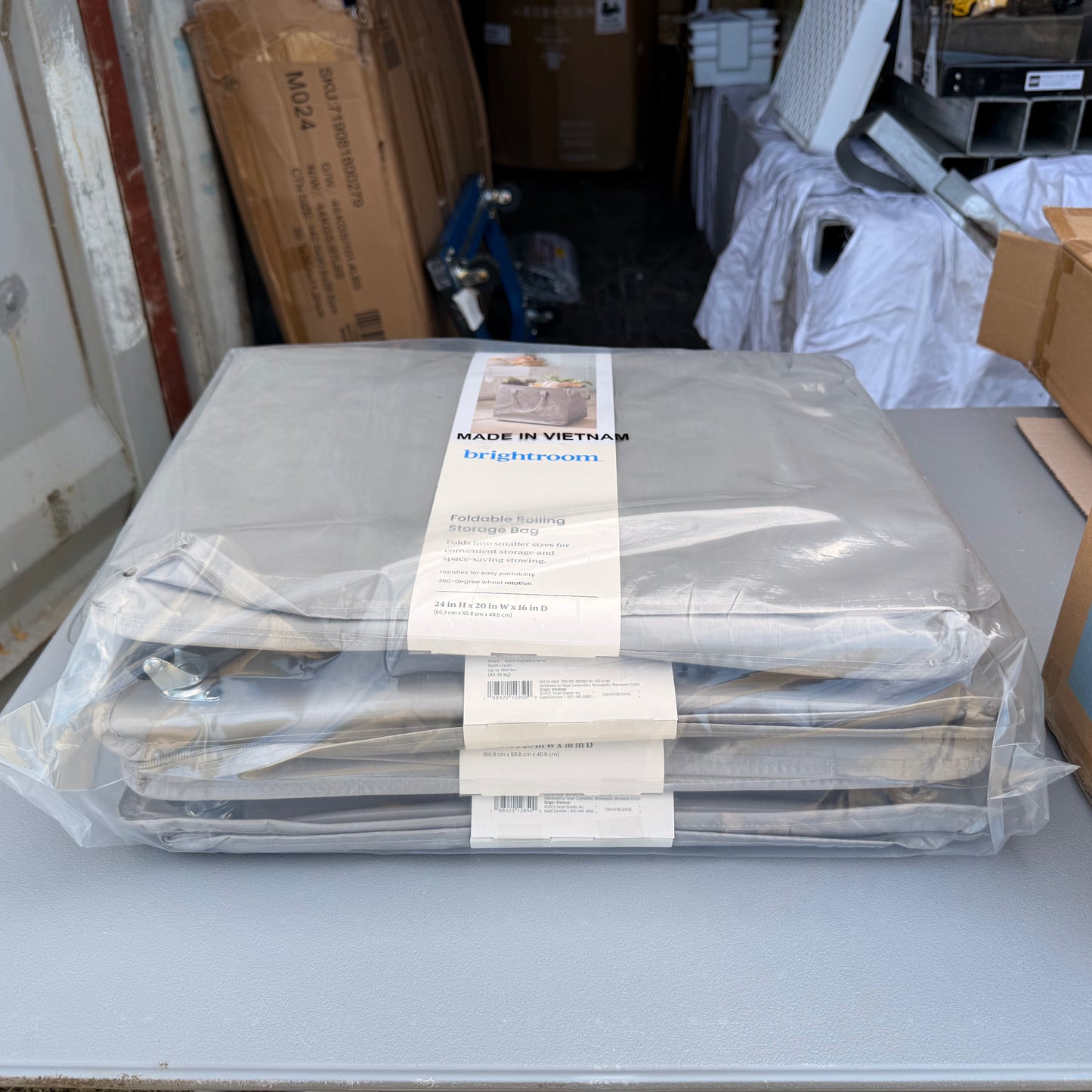 Set of 3 Storage Bags with Wheels Spaceship Gray - Brightroom™