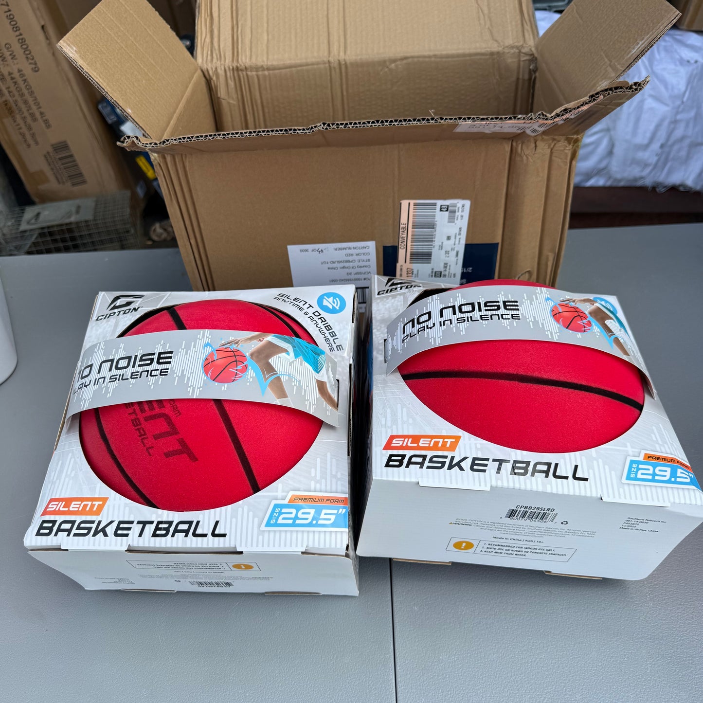 Set of 2 CIPTON 29.5" Official Size Silent Basketballs - Red