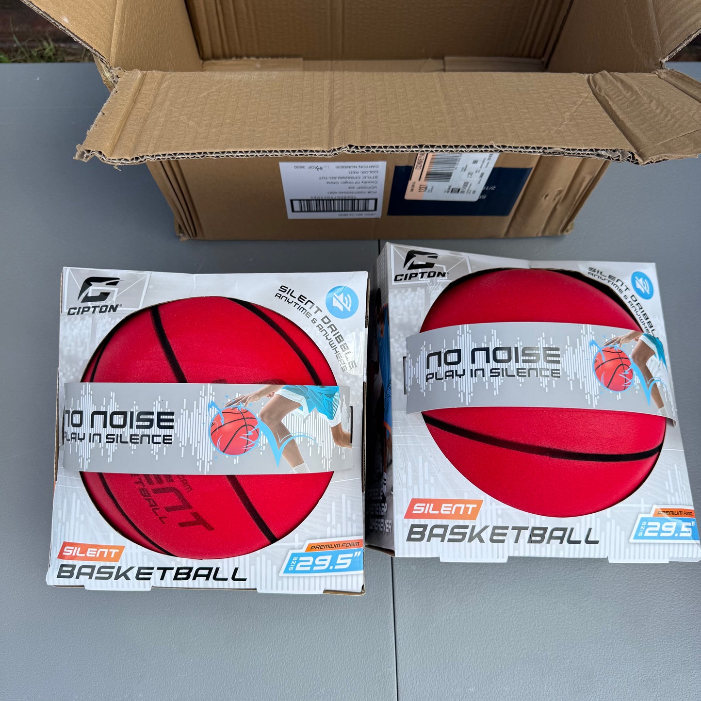 Set of 2 CIPTON 29.5" Official Size Silent Basketballs - Red