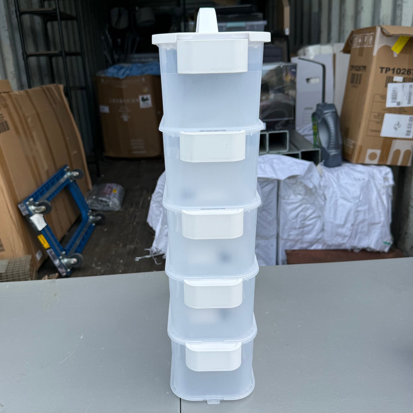 Set of 5 Click in Place 4.5qt Clear Slim Plastic Storage Bin with White Latch - Brightroom™