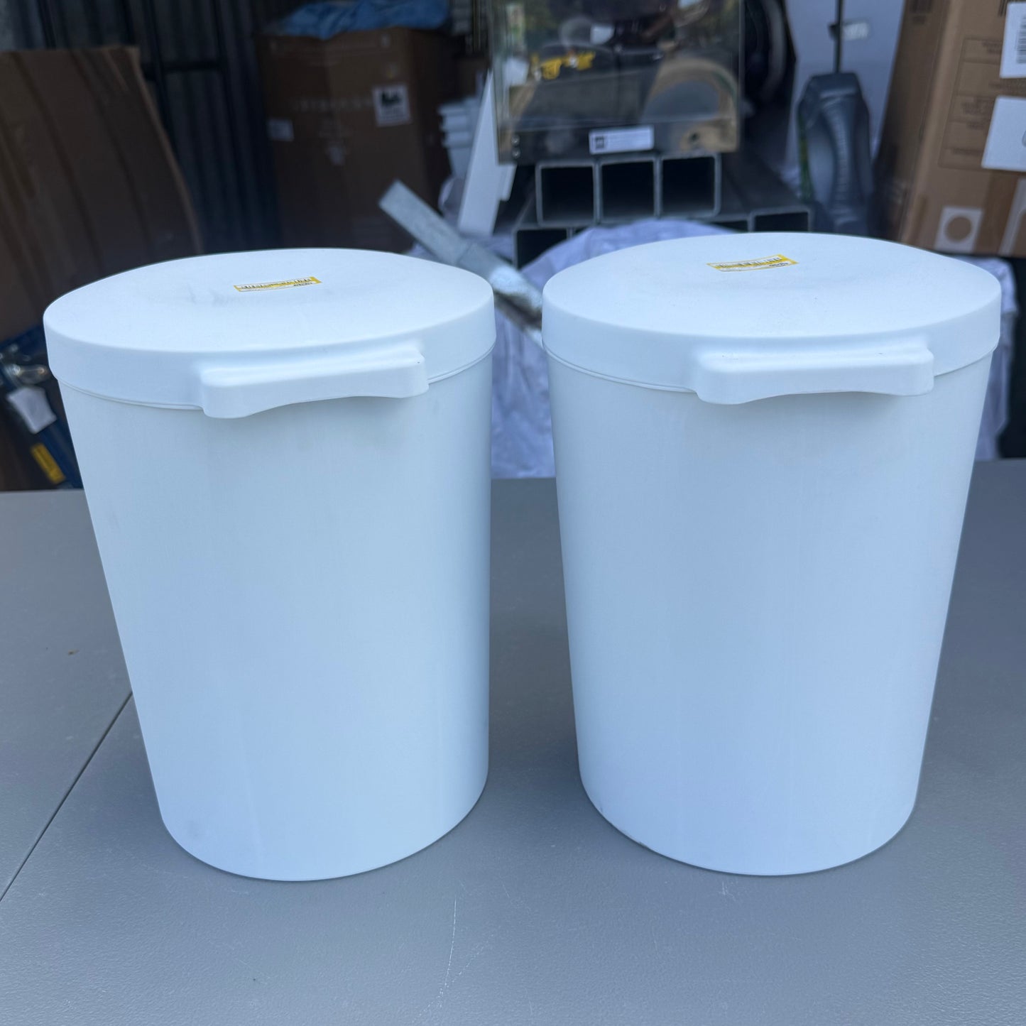 Set of 2 1.6gal Round Step Trash Can - Brightroom™: Compact Pedal-Operated Lid, Small Bathroom Bin, Textured White Finish