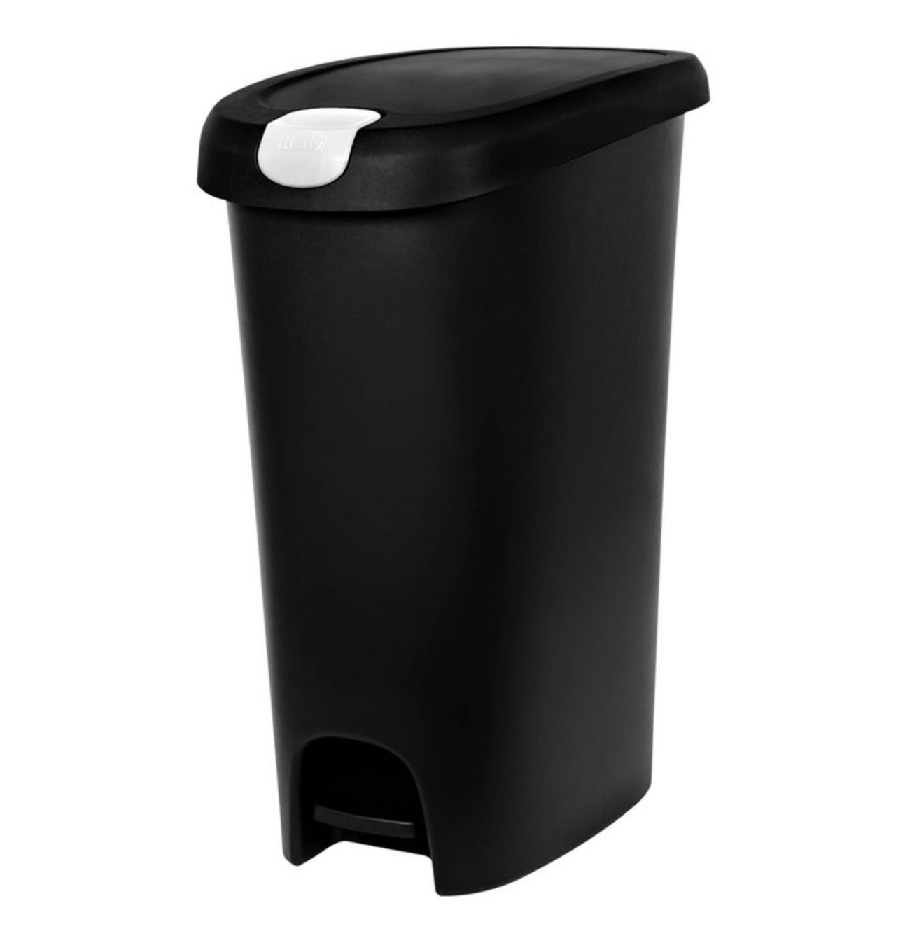 Hefty 12.3gal Slim Step Trash Can with Locking Lid Black: Large Kitchen Garbage Can, Pedal-Operated, Removable Lid