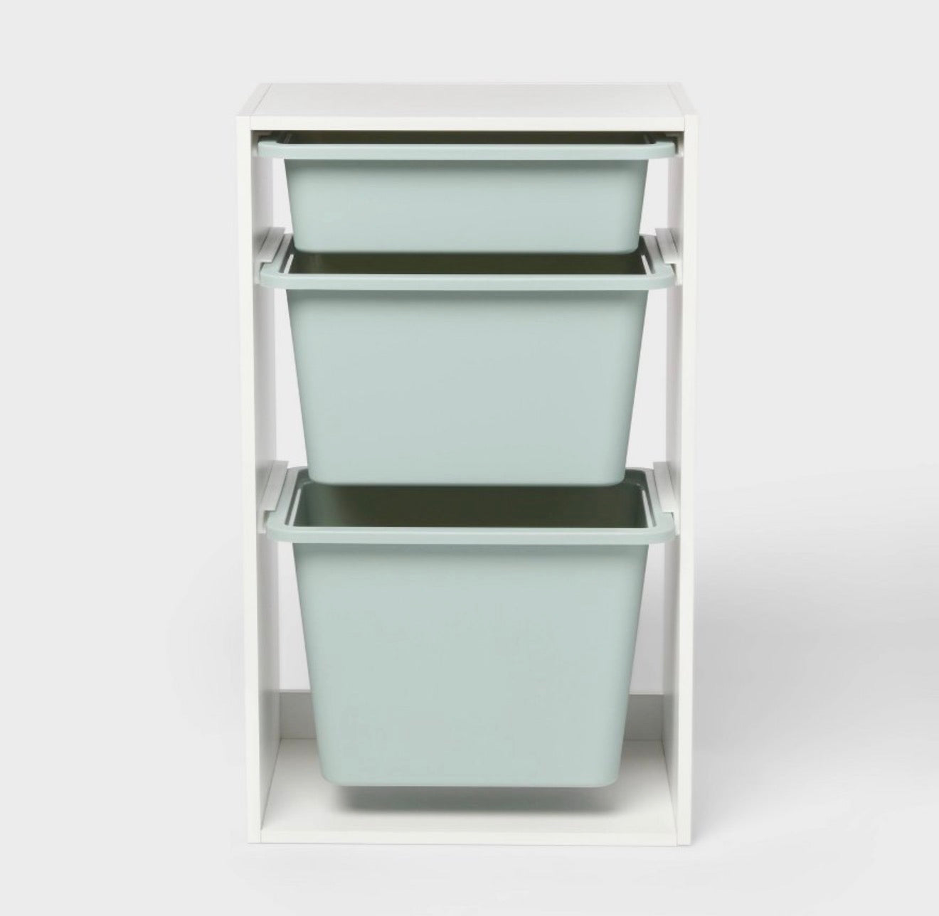 Multi-Bin Kids' Storage Smoke Green - Pillowfort™: Toy Storage Rack, 3 Shelves, 30" Recycled Plastic