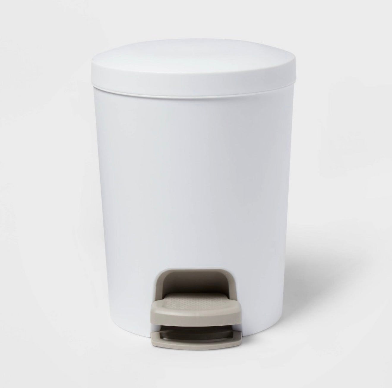 Set of 2 1.6gal Round Step Trash Can - Brightroom™: Compact Pedal-Operated Lid, Small Bathroom Bin, Textured White Finish