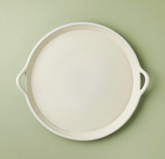 17.5" Oversized Ceramic Tray with Handles Cream - Hearth & Hand™ with Magnolia