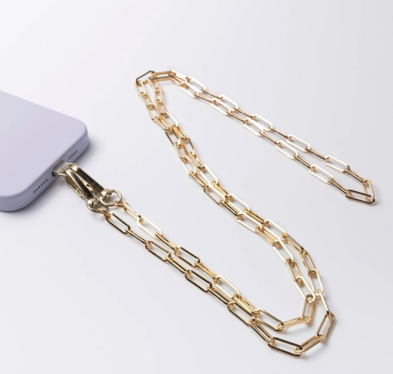 Box of 8 Hello Lux Phone Crossbody Strap - Gold Paper Clip Chain