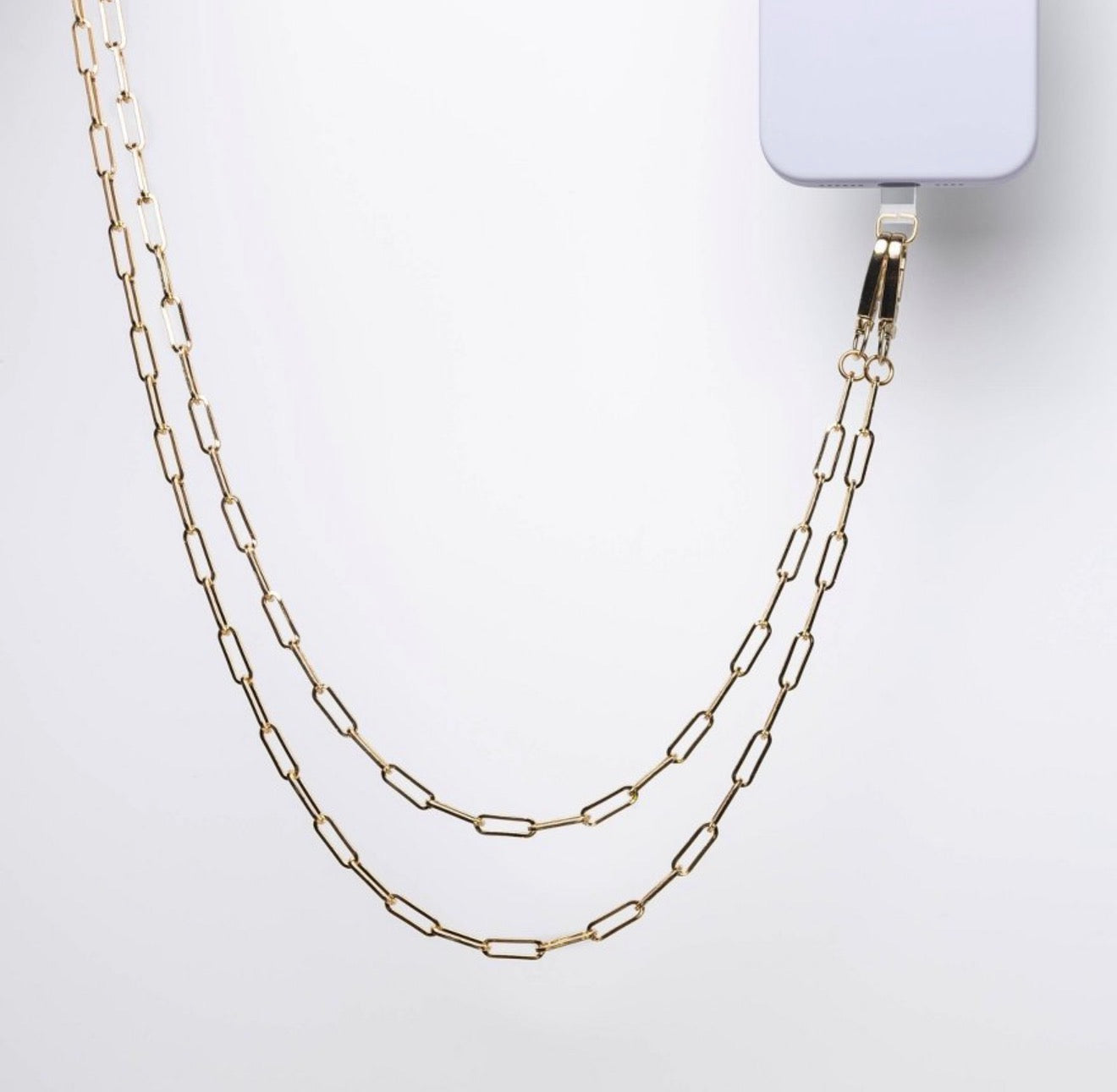 Box of 8 Hello Lux Phone Crossbody Strap - Gold Paper Clip Chain