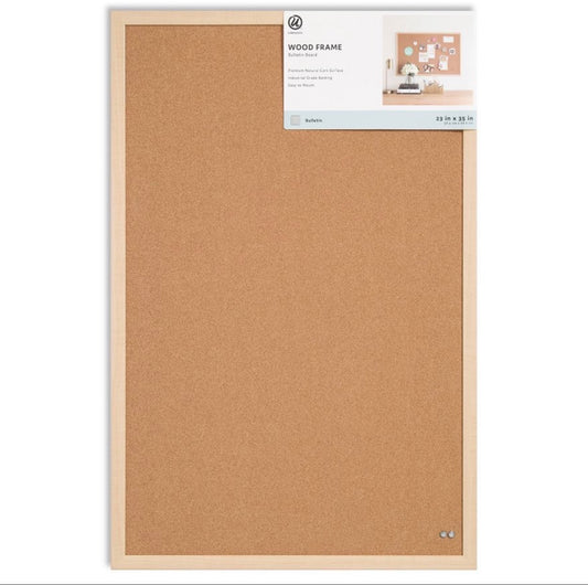 U Brands 23"x35" Birch Wood Frame Bulletin Board