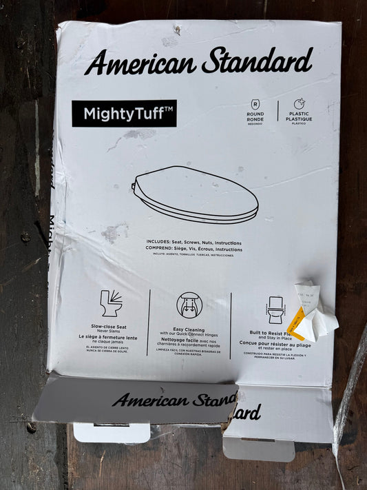 American Standard MightyTuff Plastic Bone Round Soft Close Toilet Seat