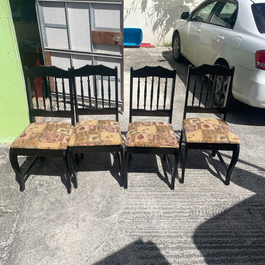 Black Mahogany Dining Table + 4 Chairs