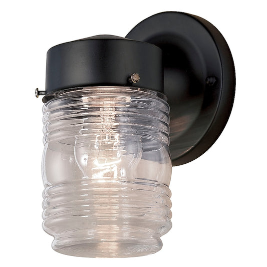 Project Source Rainford 1 Light 7.5-in H Gloss Black Hardwired Outdoor Wall Light