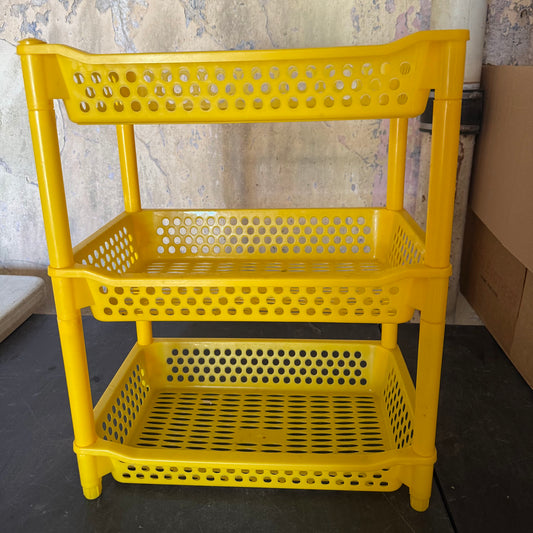 Yellow 3-Tier Plastic Storage Rack